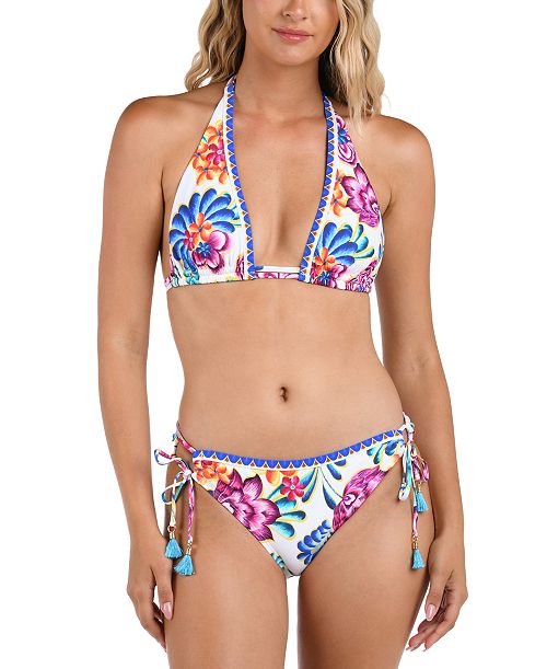 La Blanca Women's Paradiso Deep-V Halter Bikini Top & Hipster Bottoms Women's Fashion Shoes & Accessories