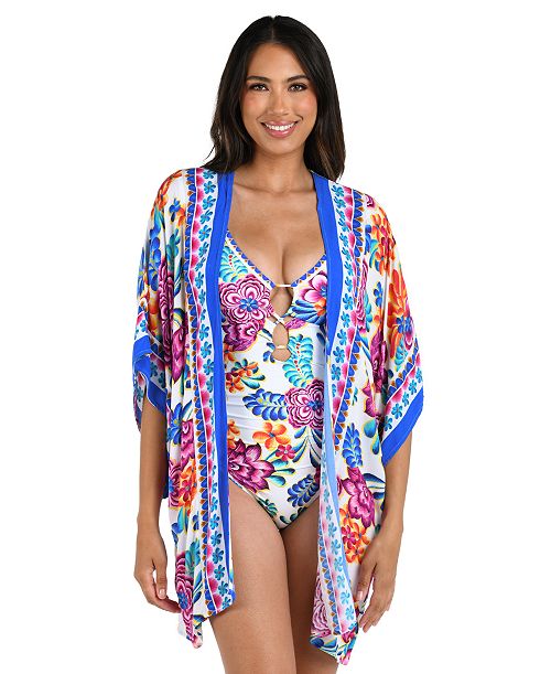La Blanca Women's Paradiso Open-Front Cover-Up Kimono Women's Fashion Shoes & Accessories