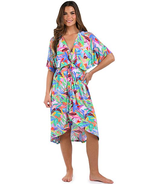 La Blanca Women's Tropi-Flage Jersey Twist Dress Cover-Up Women's Fashion Shoes & Accessories