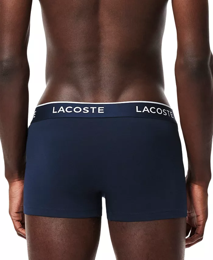 Lacoste Men's 3-Pack Regular-Fit Logo Waistband Trunk Underwear Men's Fashion & Accessories