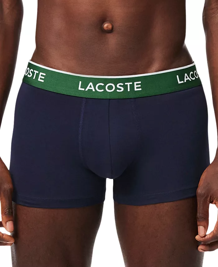 Lacoste Men's 3-Pack Regular-Fit Logo Waistband Trunk Underwear Men's Fashion & Accessories
