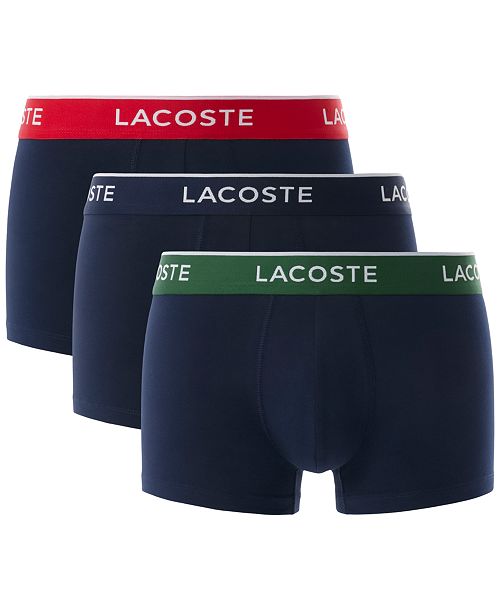 Lacoste Men's 3-Pack Regular-Fit Logo Waistband Trunk Underwear Men's Fashion & Accessories
