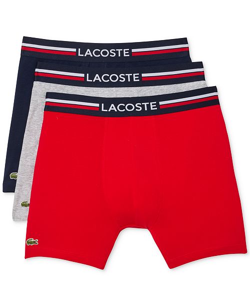 Lacoste Men's 3-Pack Regular-Fit Stretch French Flag Boxer Briefs Men's Fashion & Accessories