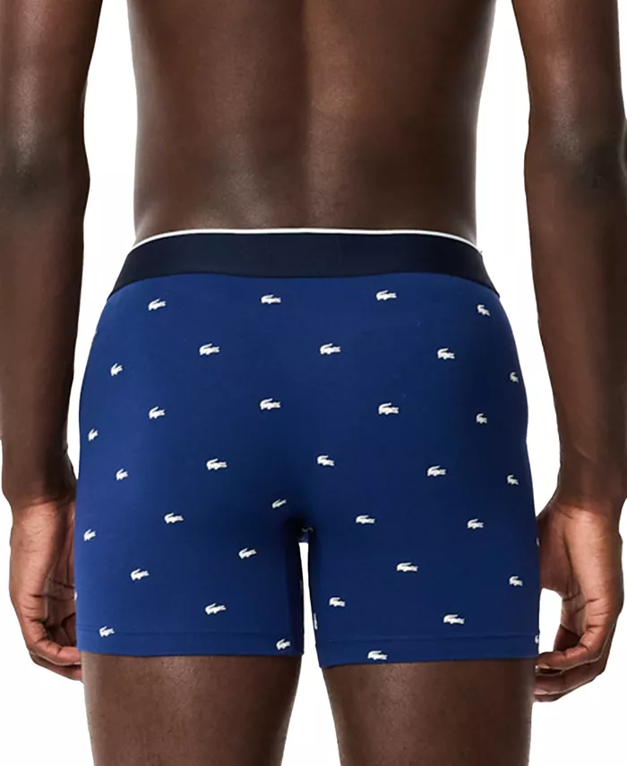 Lacoste Men's 3-Pack Regular-Fit Stretch Mini-Croc Boxer Briefs Men's Fashion & Accessories
