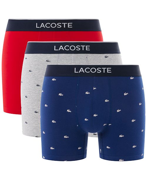 Lacoste Men's 3-Pack Regular-Fit Stretch Mini-Croc Boxer Briefs Men's Fashion & Accessories