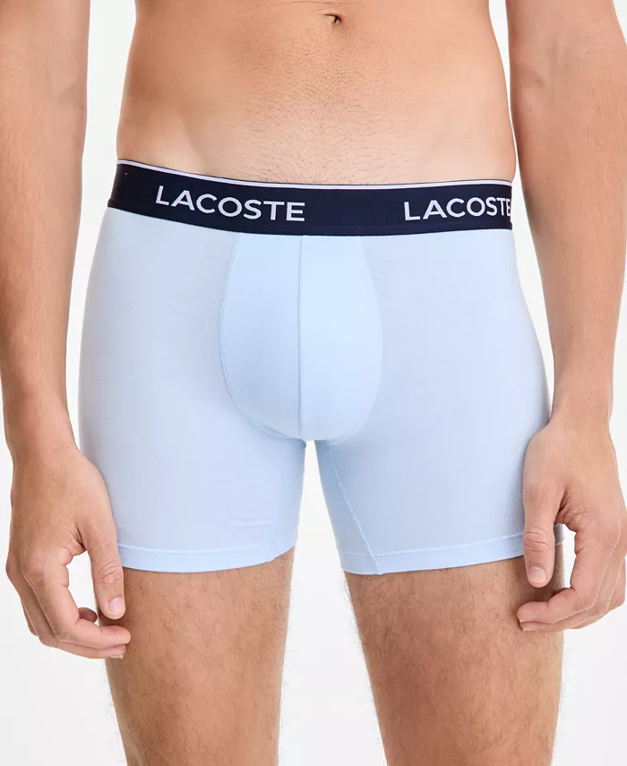 Lacoste Men's 3-Pk. Regular-Fit Logo Waistband 5" Boxer Briefs Men's Fashion & Accessories