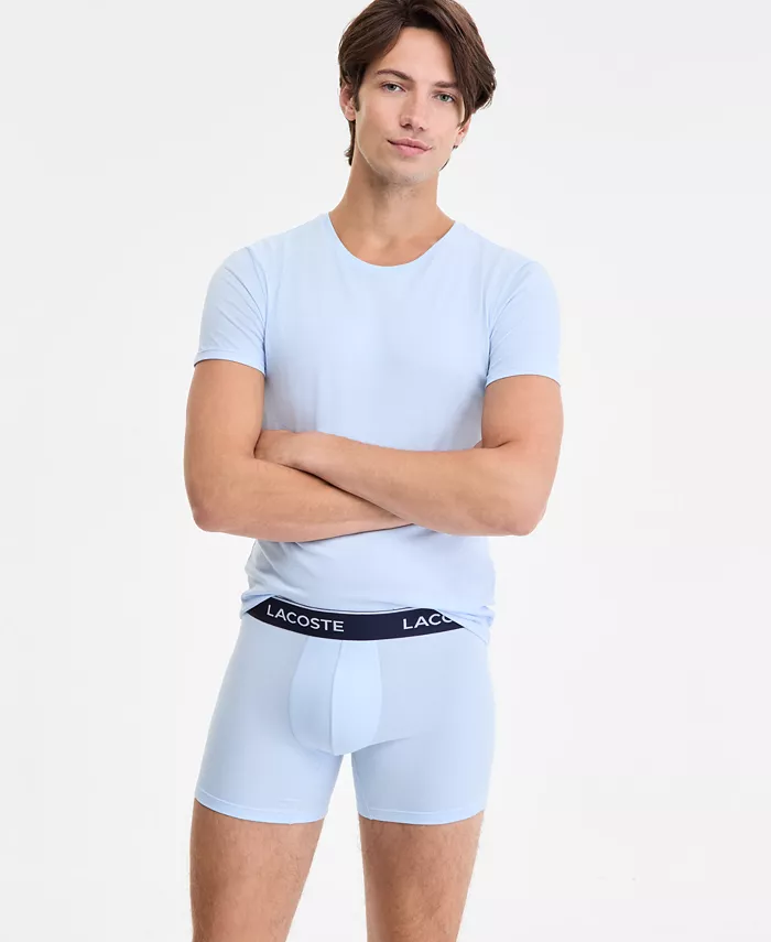 Lacoste Men's 3-Pk. Regular-Fit Logo Waistband 5" Boxer Briefs Men's Fashion & Accessories