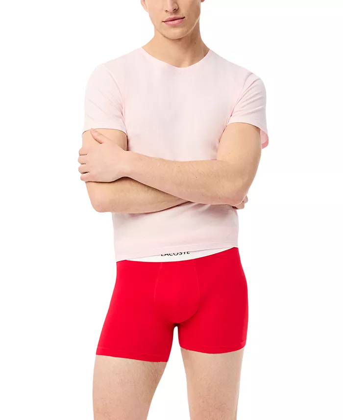 Lacoste Men's 3-Pk. Regular-Fit Logo Waistband 5" Boxer Briefs Men's Fashion & Accessories
