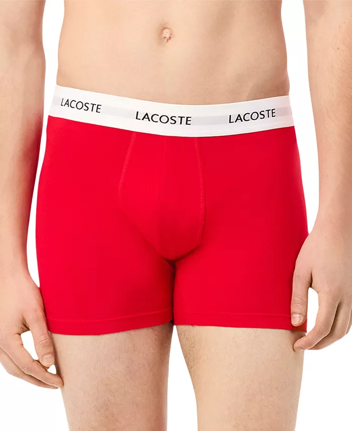Lacoste Men's 3-Pk. Regular-Fit Logo Waistband 5" Boxer Briefs Men's Fashion & Accessories