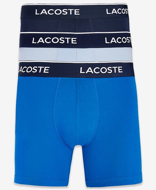 Lacoste Men's 3-Pk. Regular-Fit Logo Waistband 5" Boxer Briefs Men's Fashion & Accessories