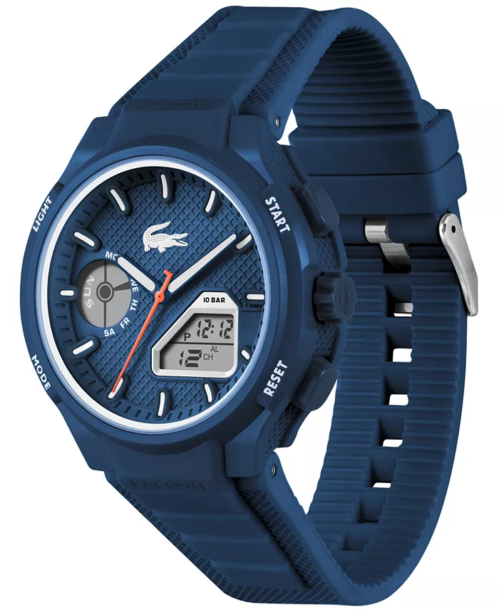 Lacoste Men's LC33 Blue Silicone Strap Watch 45mm Jewelry & Watches