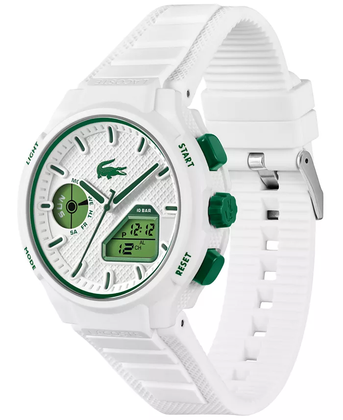 Lacoste Men's LC33 White Silicone Strap Watch 45mm Jewelry & Watches