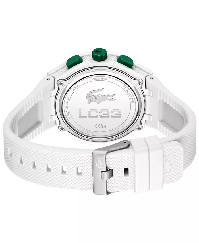 Lacoste Men's LC33 White Silicone Strap Watch 45mm Jewelry & Watches