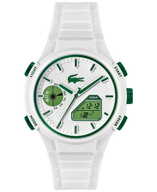 Lacoste Men's LC33 White Silicone Strap Watch 45mm Jewelry & Watches