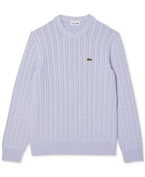 Lacoste Men's Regular-Fit Cable-Knit Crewneck Sweater Men's Fashion & Accessories