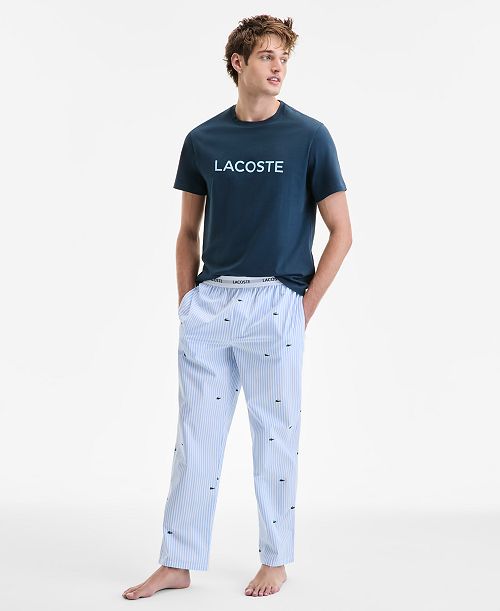 Lacoste Men's Regular-Fit Croc Stripe Pajama Pants Men's Fashion & Accessories