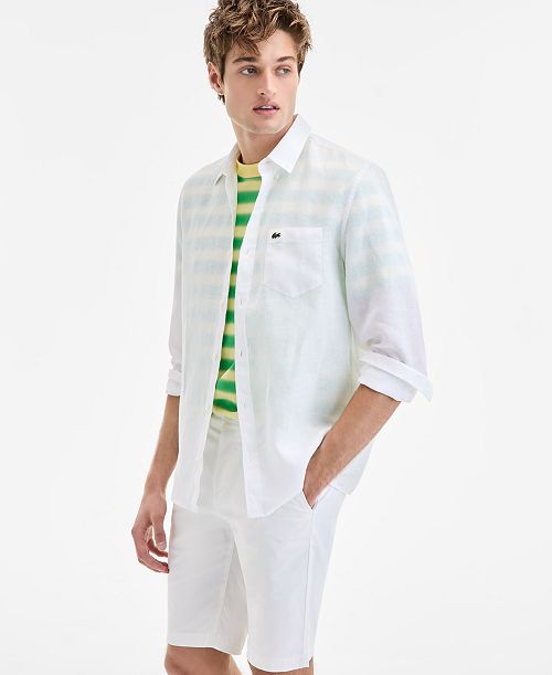 Lacoste Men's Regular-Fit Linen Shirt Men's Fashion & Accessories