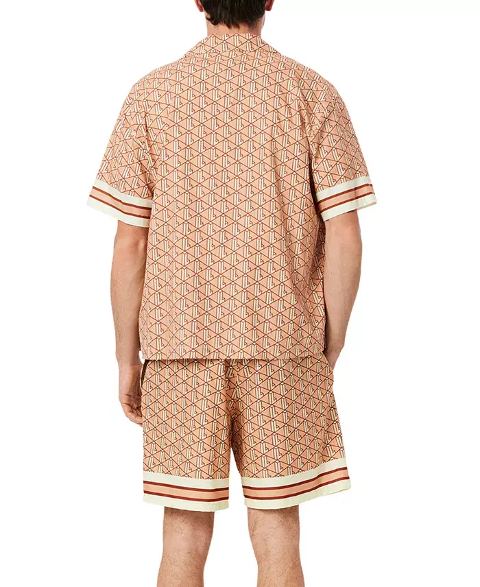 Lacoste Men's Relaxed-Fit Geo-Pattern Stripe Woven Shorts Men's Fashion & Accessories
