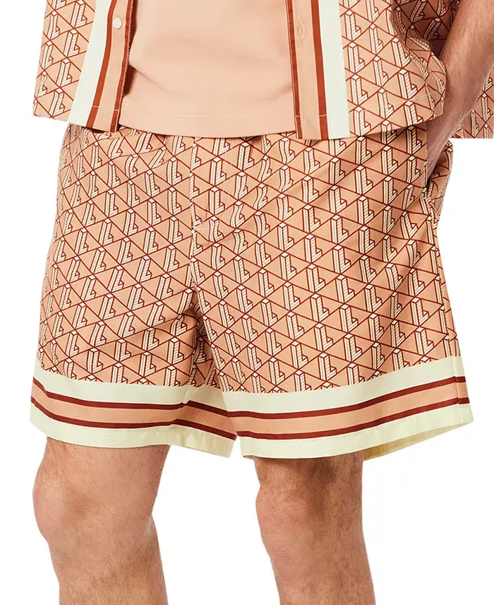 Lacoste Men's Relaxed-Fit Geo-Pattern Stripe Woven Shorts Men's Fashion & Accessories