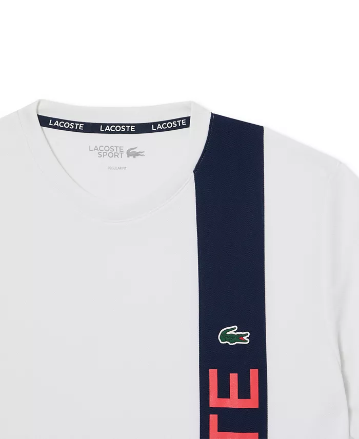 Lacoste Men's Short Sleeve Performance Logo Stripe T-Shirt Men's Fashion & Accessories