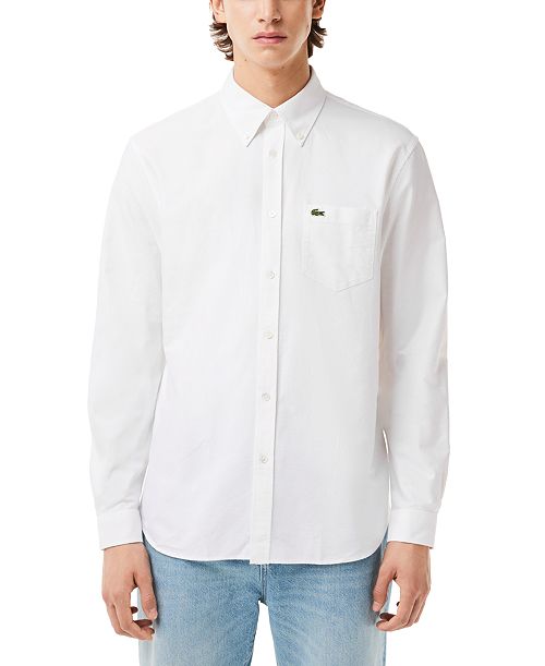 Lacoste Men's Woven Long Sleeve Button-Down Oxford Shirt Men's Fashion & Accessories
