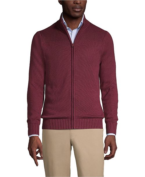 Lands' End Men's Cotton Modal Zip Front Cardigan Sweater Men's Fashion & Accessories