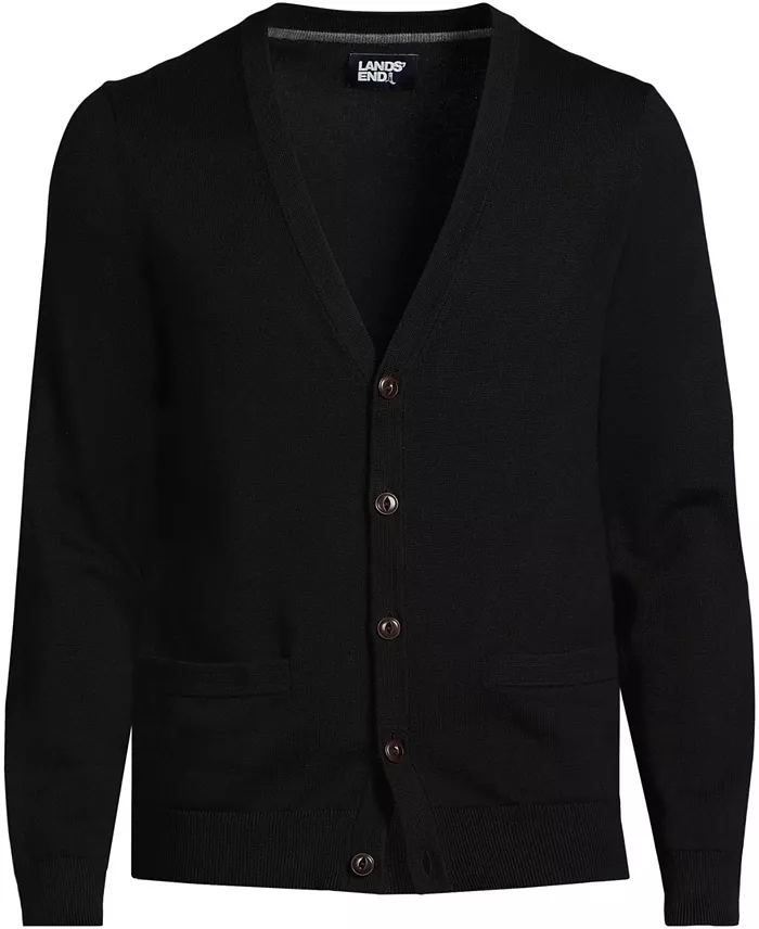 Lands' End Men's Fine Gauge Cotton Cardigan Men's Fashion & Accessories