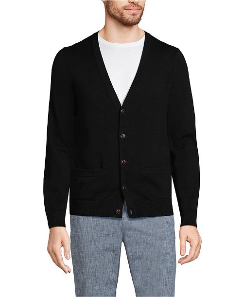 Lands' End Men's Fine Gauge Cotton Cardigan Men's Fashion & Accessories