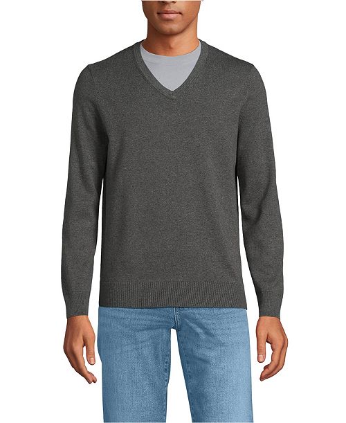 Lands' End Men's Fine Gauge Cotton V Neck Sweater Men's Fashion & Accessories