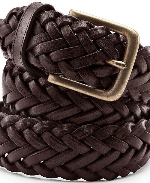 Lands' End Men's Leather Braid Belt Men's Fashion & Accessories