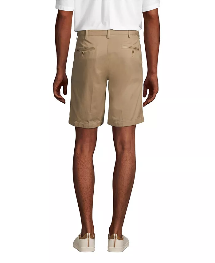 Lands' End Men's No Iron 9" Comfort Waist Pleated Front Chino Short Men's Fashion & Accessories