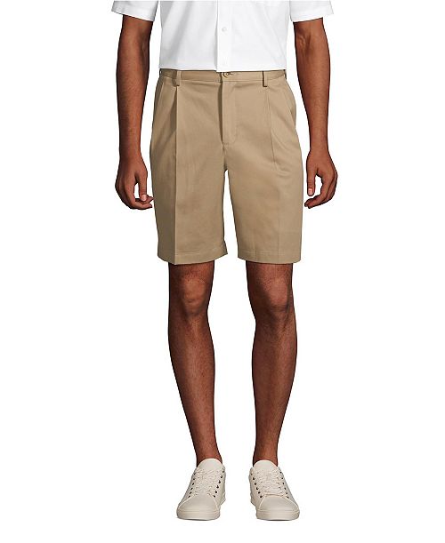 Lands' End Men's No Iron 9" Comfort Waist Pleated Front Chino Short Men's Fashion & Accessories