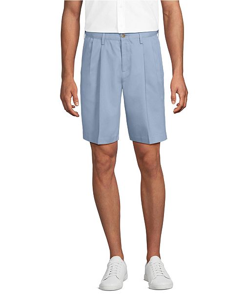 Lands' End Men's No Iron 9" Comfort Waist Pleated Front Chino Short Men's Fashion & Accessories