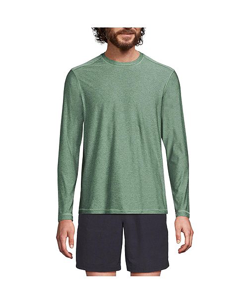 Lands' End Men's SunShade UPF 50 Long Sleeve Swim Tee Cooling Rash Guard Men's Fashion & Accessories