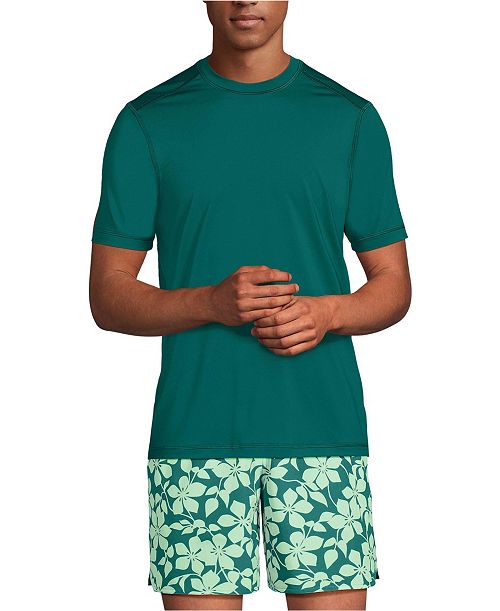 Lands' End Men's SunShade UPF 50 Short Sleeve Swim Tee Cooling Rash Guard Men's Fashion & Accessories