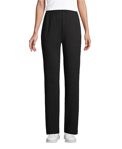 Lands' End Petite Sport Knit High Rise Elastic Waist Pants Women's Fashion Shoes & Accessories