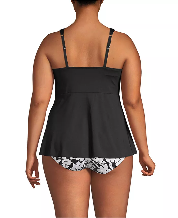 Lands' End Plus Size Adjustable Scoop Neck Flutter Tankini Top Women's Fashion Shoes & Accessories