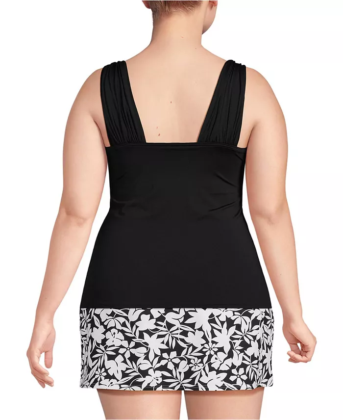 Lands' End Plus Size Cap Sleeve High Neck Tankini Swimsuit Top Women's Fashion Shoes & Accessories