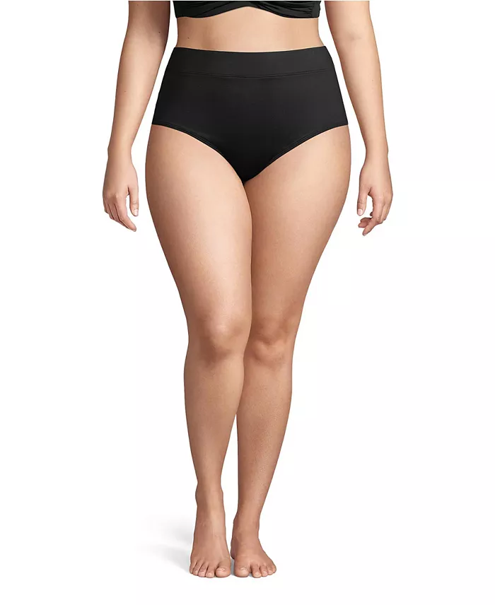 Lands' End Plus Size Tummy Control High Waisted Bikini Swim Bottoms Women's Fashion Shoes & Accessories