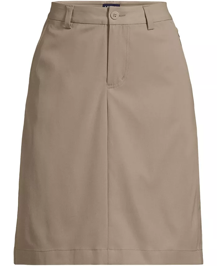 Lands' End Women's Active Performance Chino Skort Top Of The Knee Women's Fashion Shoes & Accessories