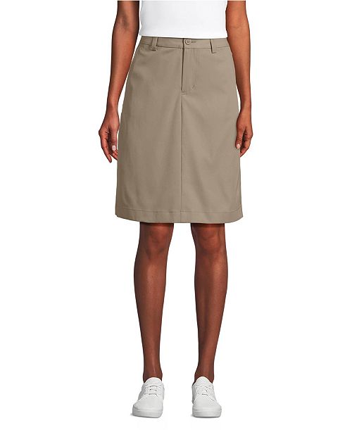 Lands' End Women's Active Performance Chino Skort Top Of The Knee Women's Fashion Shoes & Accessories