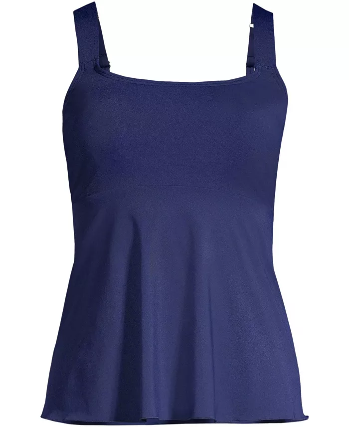 Lands' End Women's Adjustable Scoop Neck Flutter Tankini Top Women's Fashion Shoes & Accessories