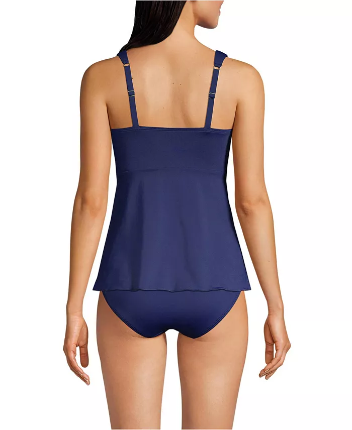 Lands' End Women's Adjustable Scoop Neck Flutter Tankini Top Women's Fashion Shoes & Accessories