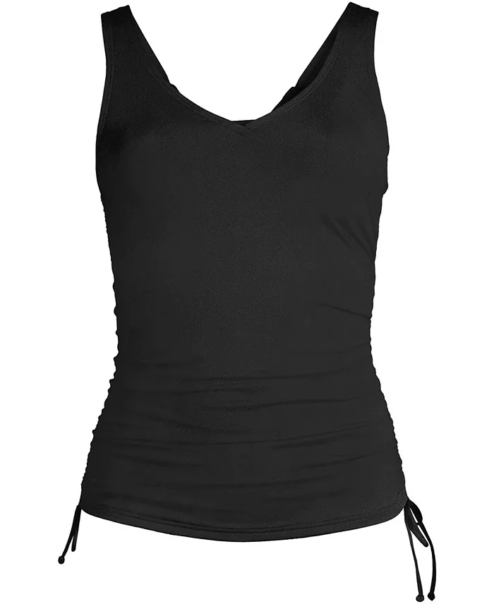 Lands' End Women's Adjustable V-neck Underwire Tankini Swimsuit Top Adjustable Straps Women's Fashion Shoes & Accessories