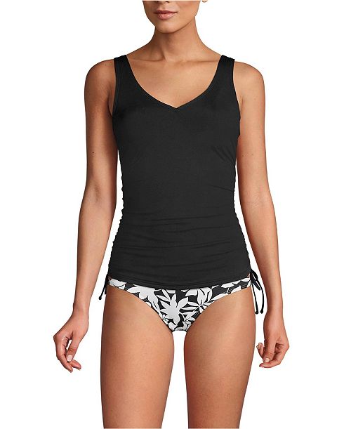 Lands' End Women's Adjustable V-neck Underwire Tankini Swimsuit Top Adjustable Straps Women's Fashion Shoes & Accessories