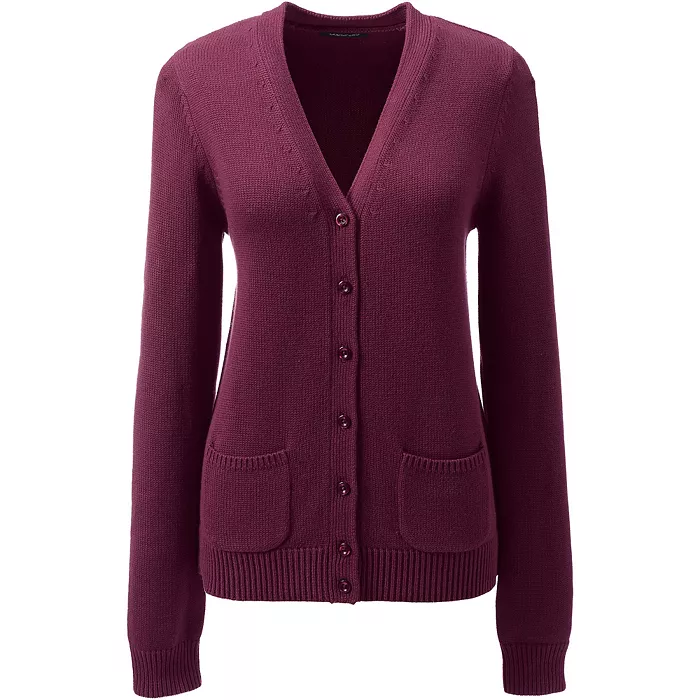 Lands' End Women's Cotton Modal Button Front Cardigan Sweater Women's Fashion Shoes & Accessories
