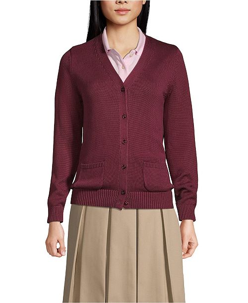 Lands' End Women's Cotton Modal Button Front Cardigan Sweater Women's Fashion Shoes & Accessories