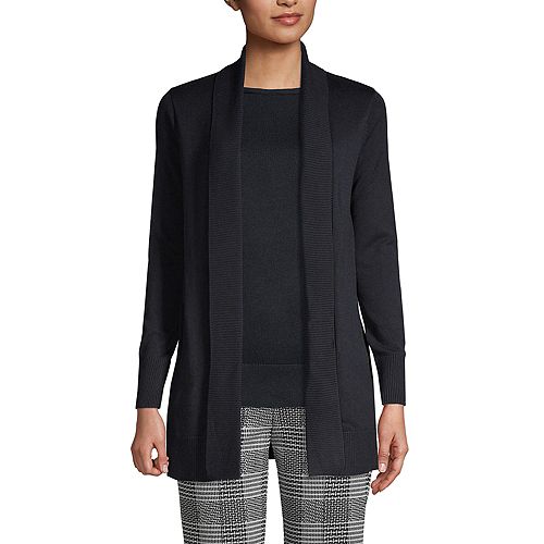 Lands' End Women's Cotton Modal Shawl Collar Cardigan Sweater Women's Fashion Shoes & Accessories
