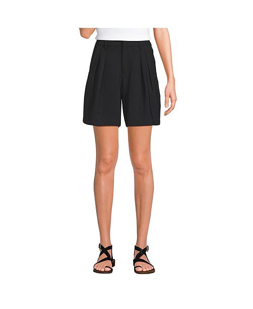 Lands' End Women's Creaseless High Rise 7" Shorts Women's Fashion Shoes & Accessories