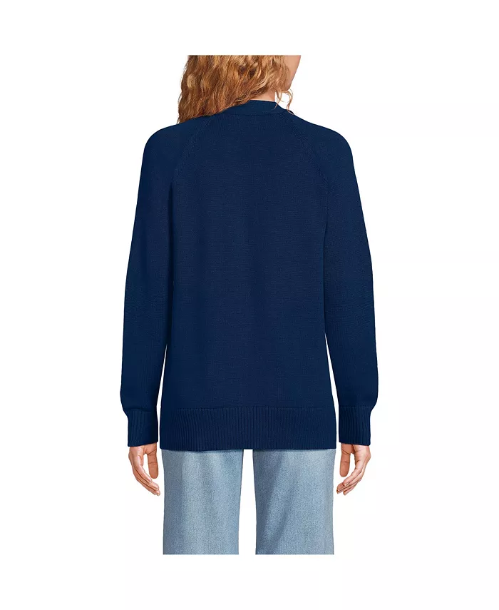 Lands' End Women's Drifter Varsity Vneck Relaxed Cardigan Sweater Women's Fashion Shoes & Accessories
